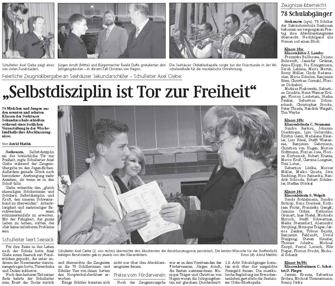 Volksstimme vom17.07.2007